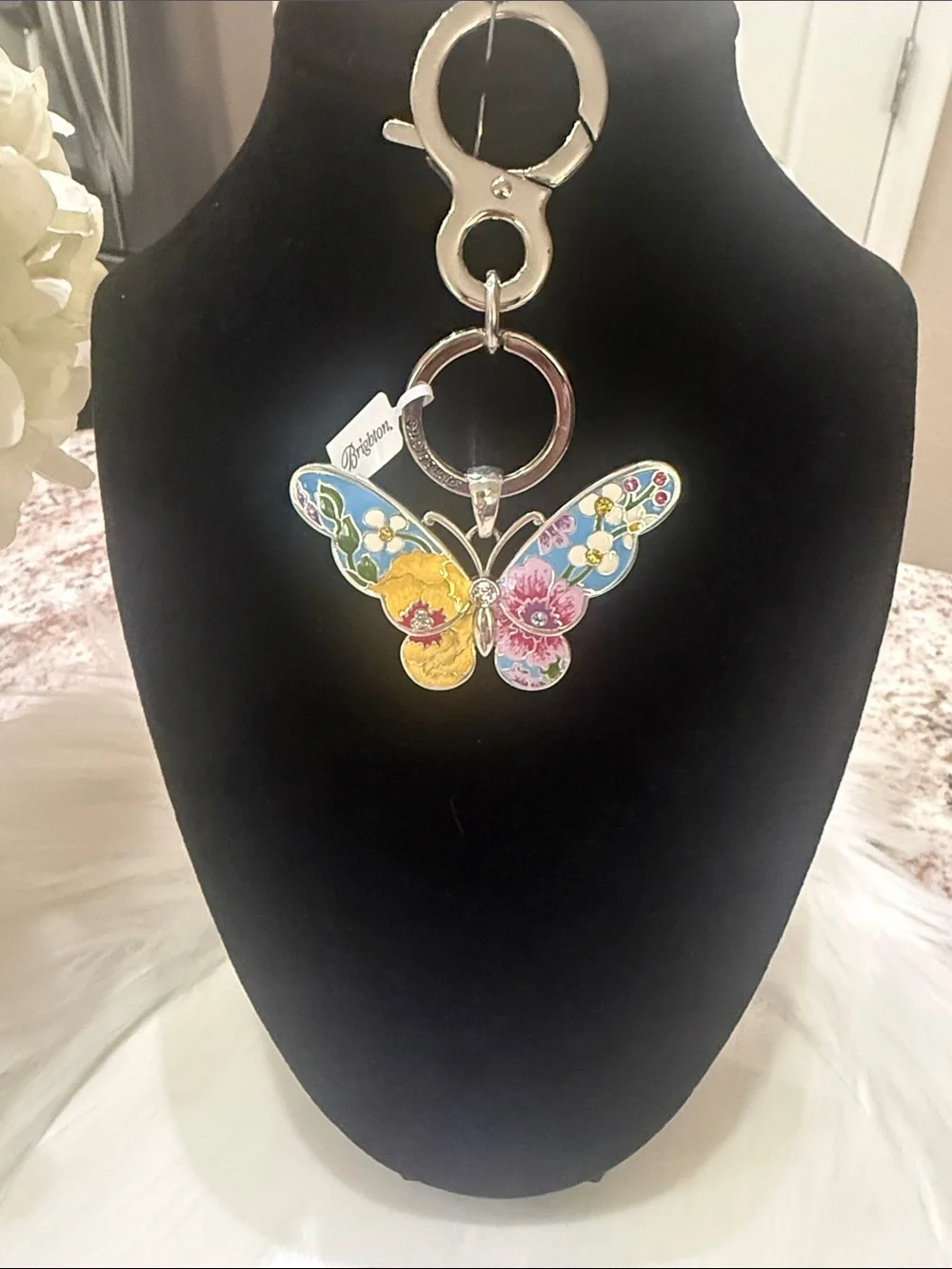 🌸🆕🌼Brighton Blossom Hill Floral Butterfly Key Fob NWT
